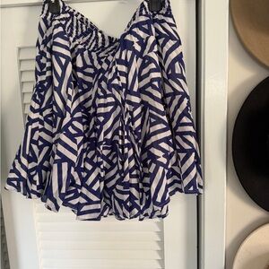 Anthropologie Navy and White Textured Skirt